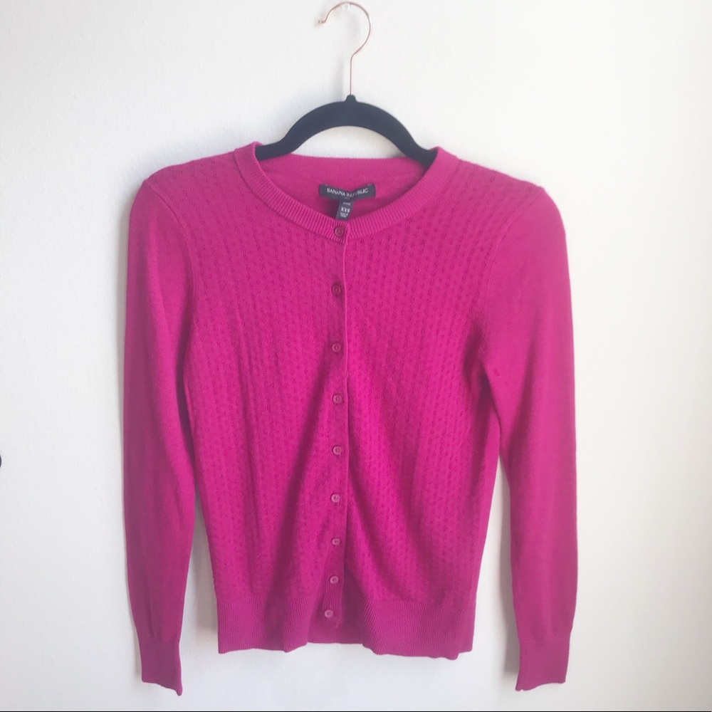 Banana Republic | Pink Eyelet Front Cardigan XXSP